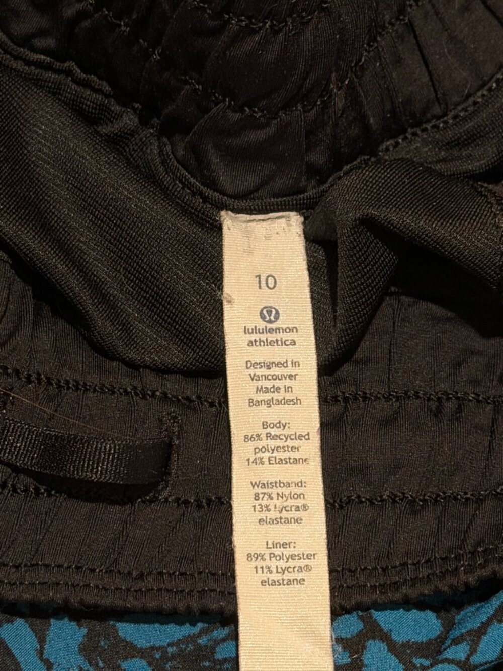 Lululemon Blue and Black Running Shorts 3.5" Inseam - Size 10 - Picture 3 of 7